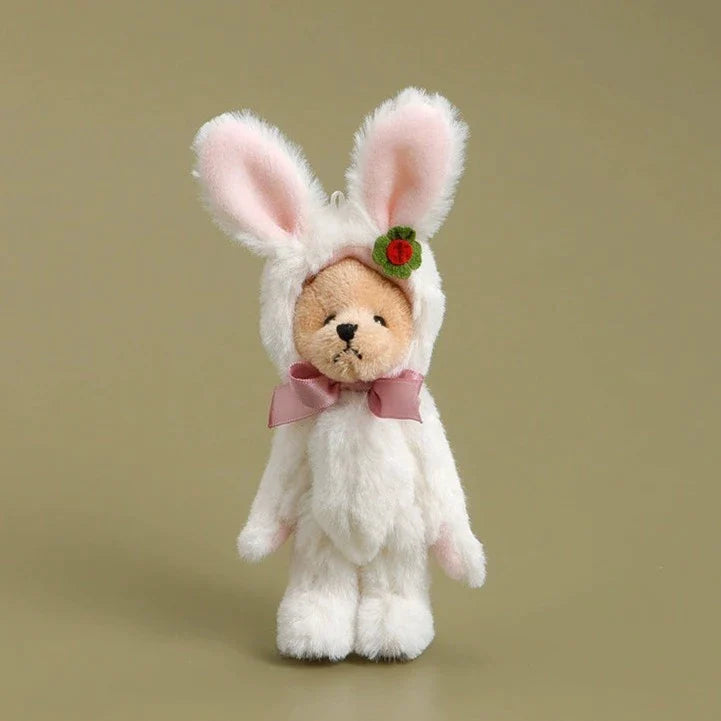 ホワイトウサギ テディベア キーホルダー / White rabbit teddy bear