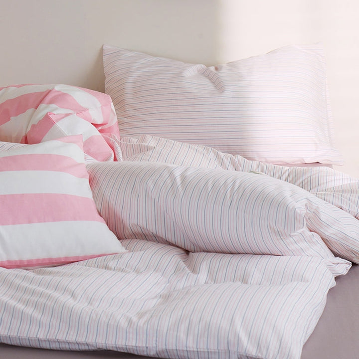 モダンストライプ寝具セット "ピンク&ホワイト" kocol
