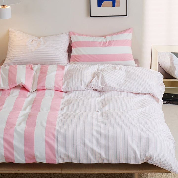 モダンストライプ寝具セット "ピンク&ホワイト" kocol