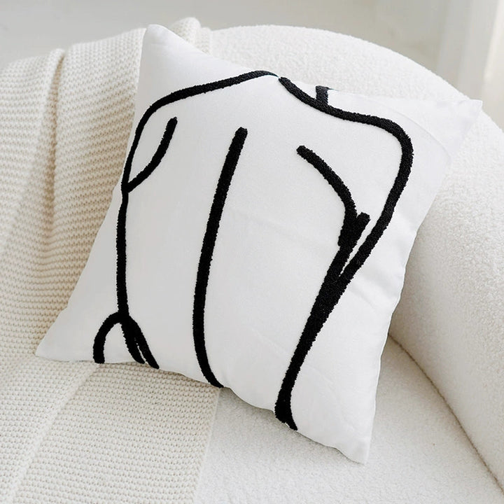 アートブラウンカラーブロッククッション kocol