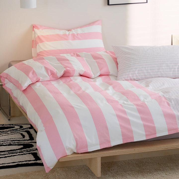 モダンストライプ寝具セット "ピンク&ホワイト" kocol