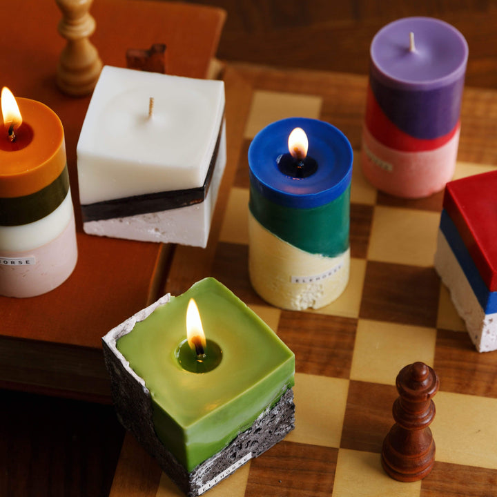 バイカラーブロックキャンドル