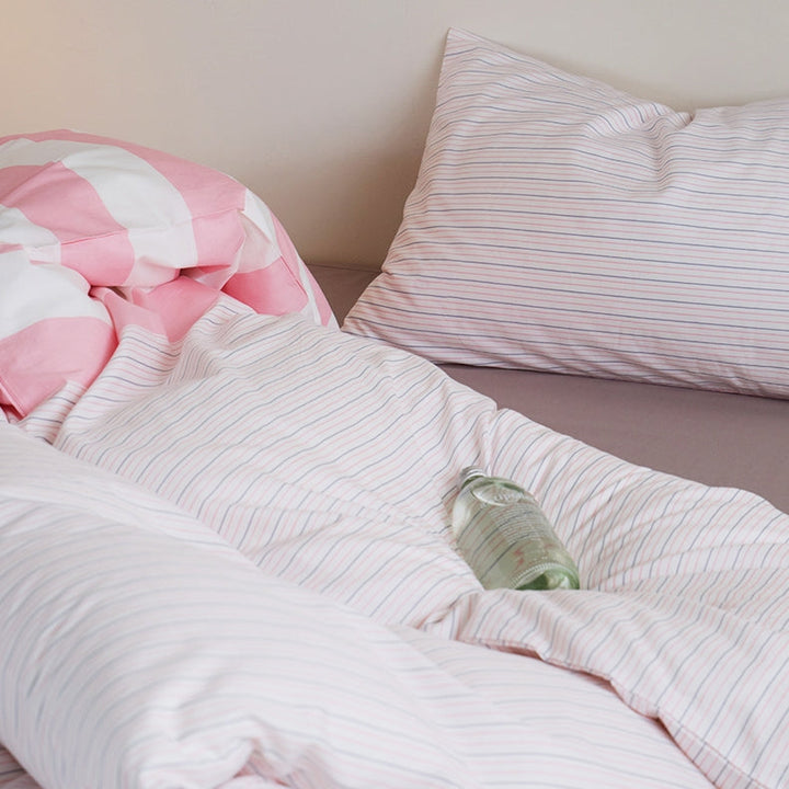 モダンストライプ寝具セット "ピンク&ホワイト" kocol