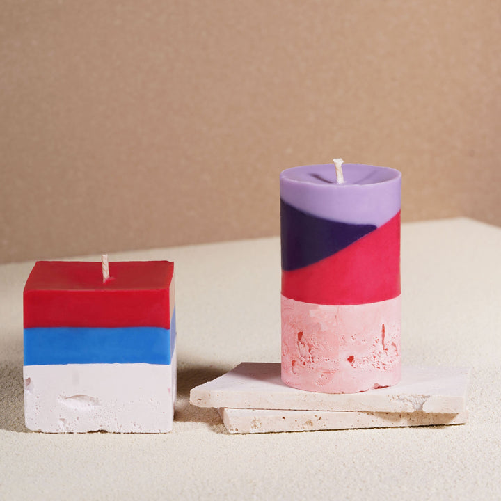 バイカラーブロックキャンドル