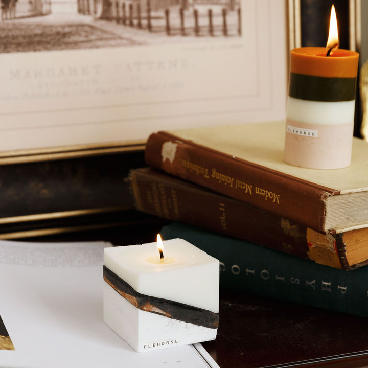 バイカラーブロックキャンドル