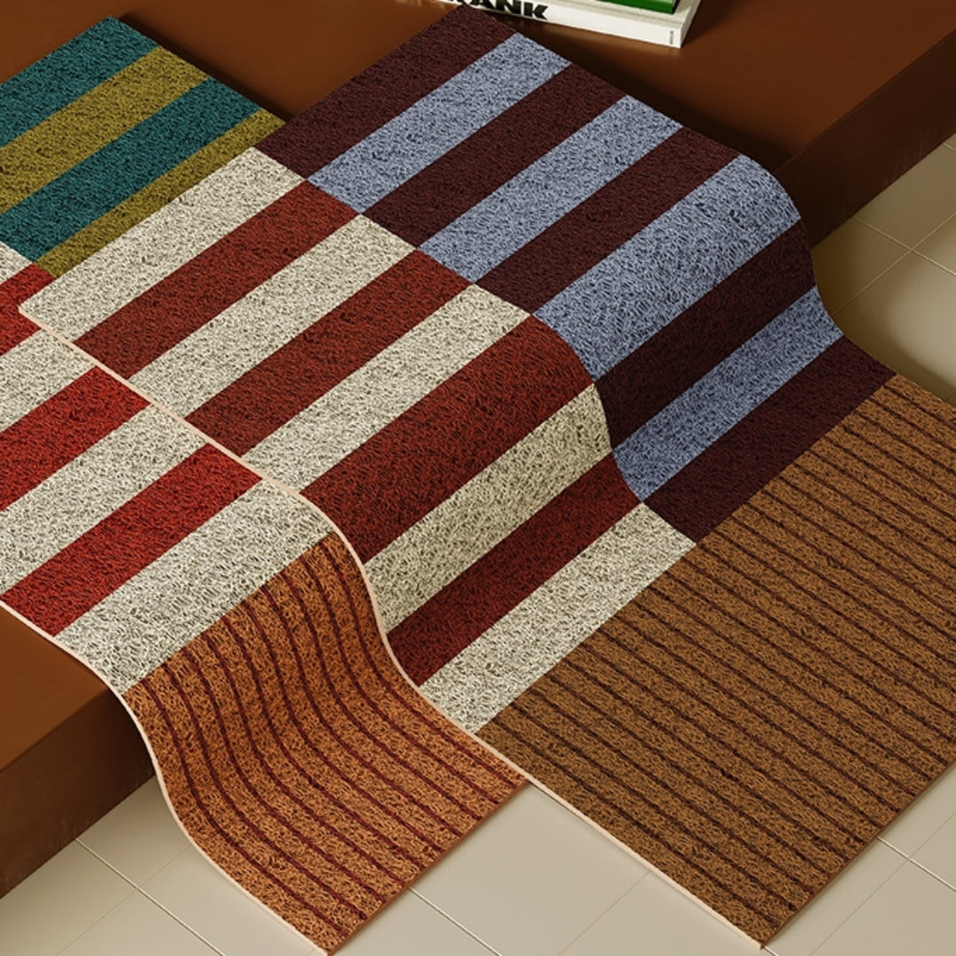Modern Stripe Door Mat, Smoky Block