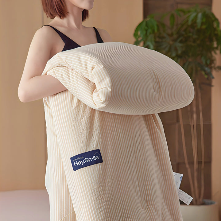 ふんわりストライプキルト ベージュグレー