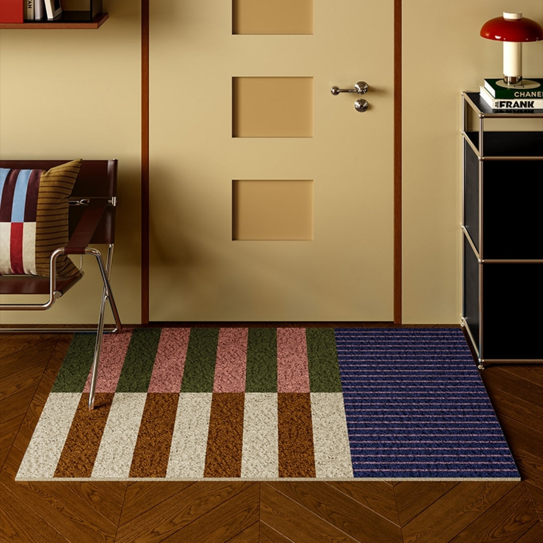 Modern Stripe Door Mat, Smoky Block