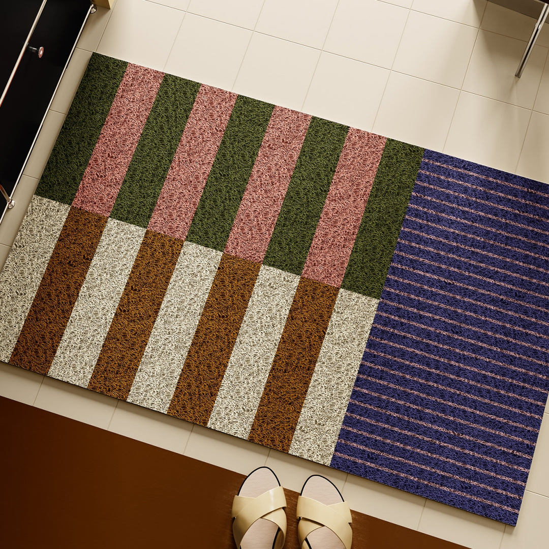 Modern Stripe Door Mat, Smoky Block