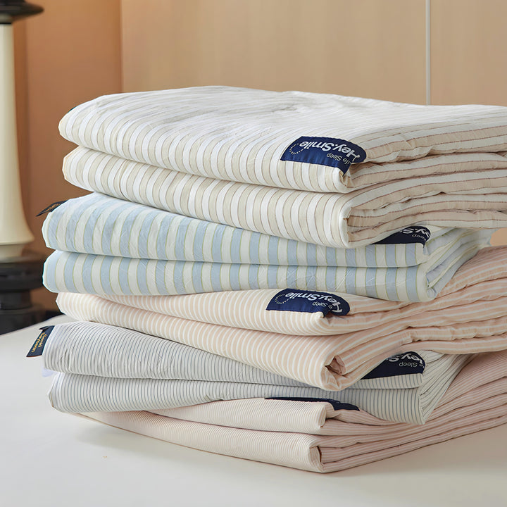 ふんわりストライプキルト ベージュグレー