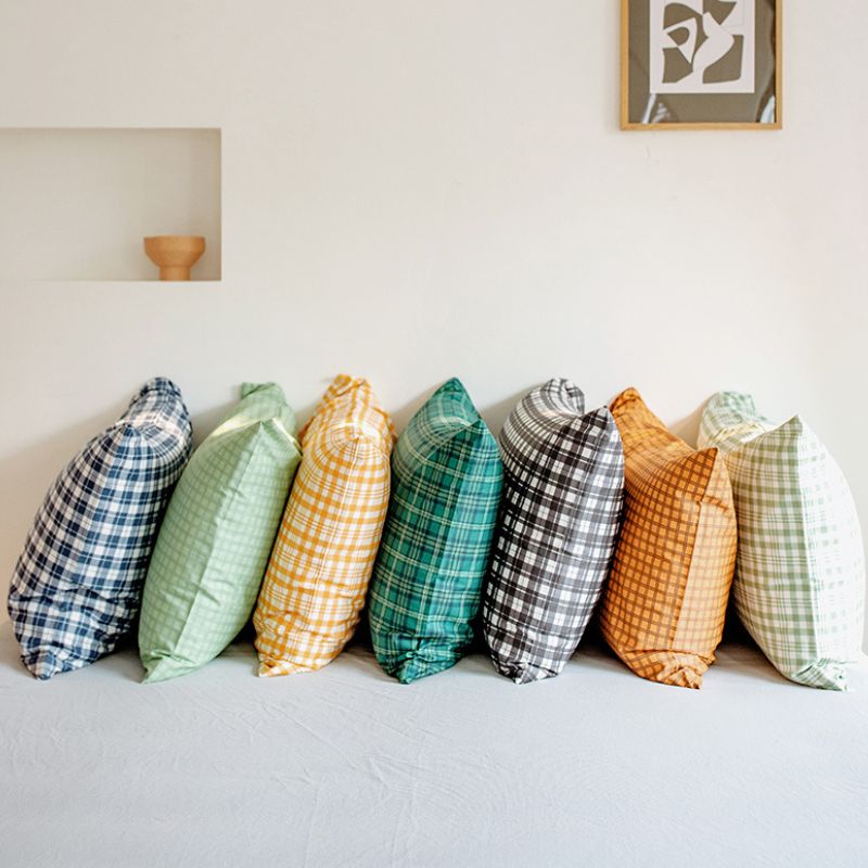 シンプルチェック柄コットン枕カバー2枚セット kocol