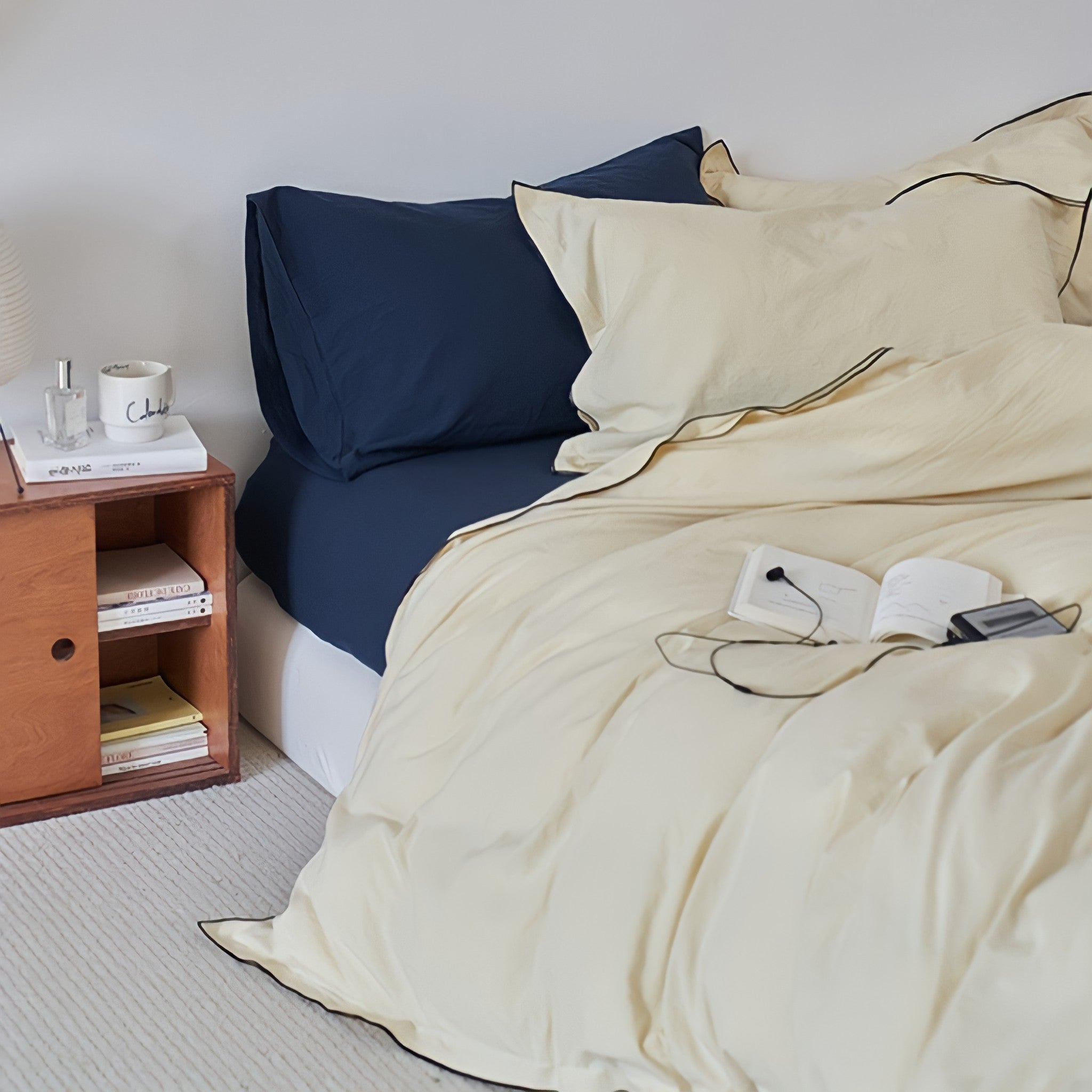 パイピングウォッシュドコットン寝具セット 