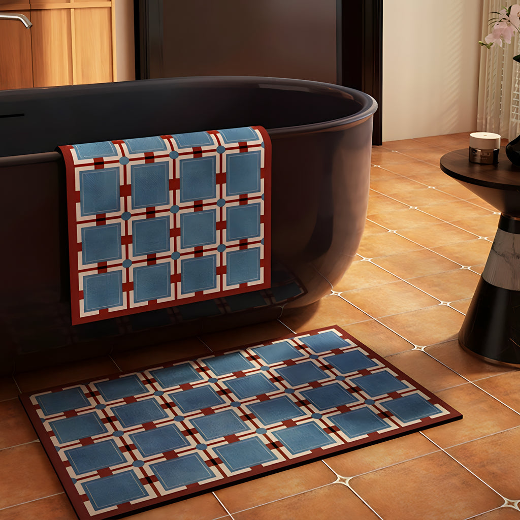 vintageラグ カーペット マルチカバー 企業ロゴ、ブロックチェック 376 vintageラグ カーペット マルチカバー 企業ロゴ、ブロック