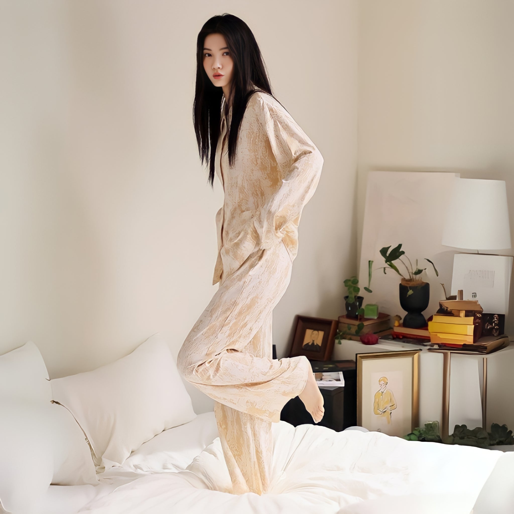 Soft cotton apricot pajamas