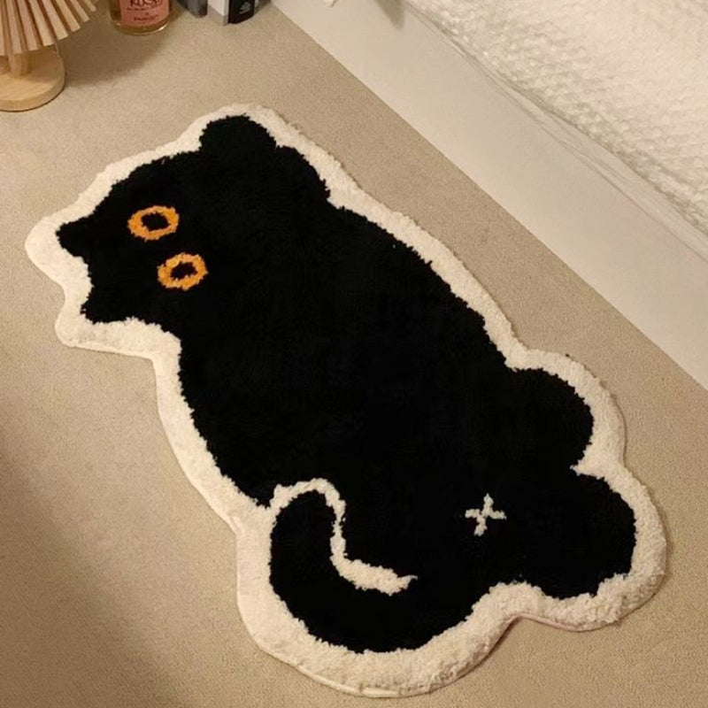 黒猫ラグマット カーペット 子供部屋マット / Black cat rug mat carpet Children's room mats - kocol