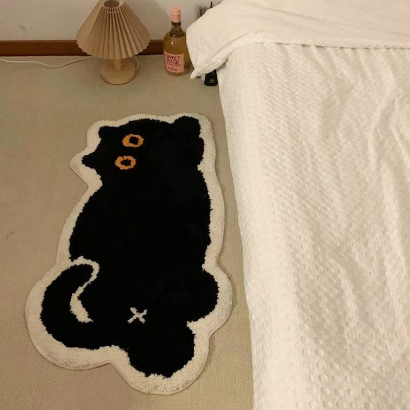 黒猫ラグマット カーペット 子供部屋マット / Black cat rug mat carpet Children's room mats - kocol