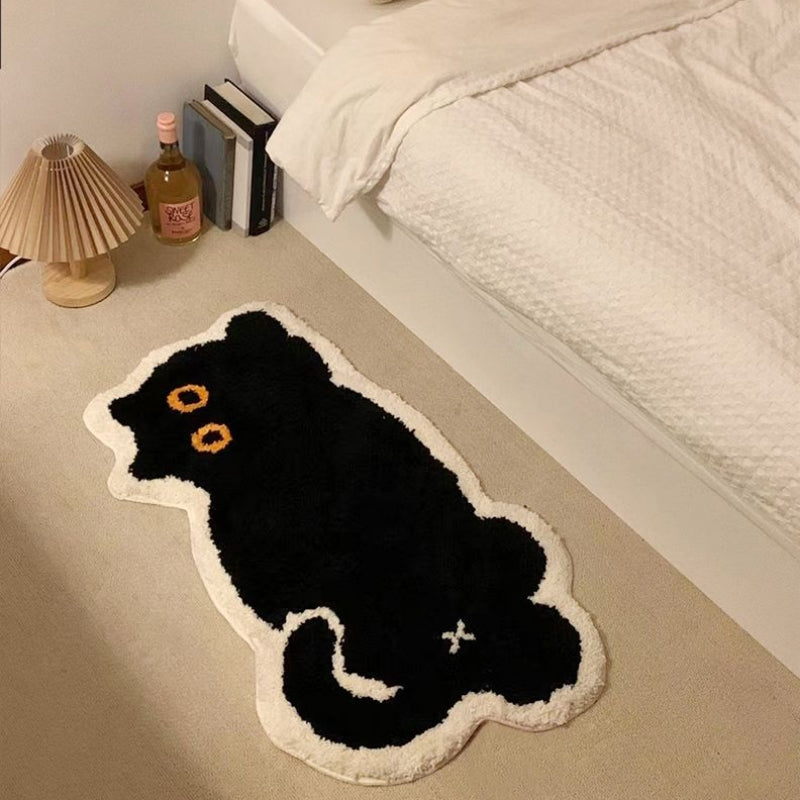 黒猫ラグマット カーペット 子供部屋マット / Black cat rug mat carpet Children's room mats - kocol