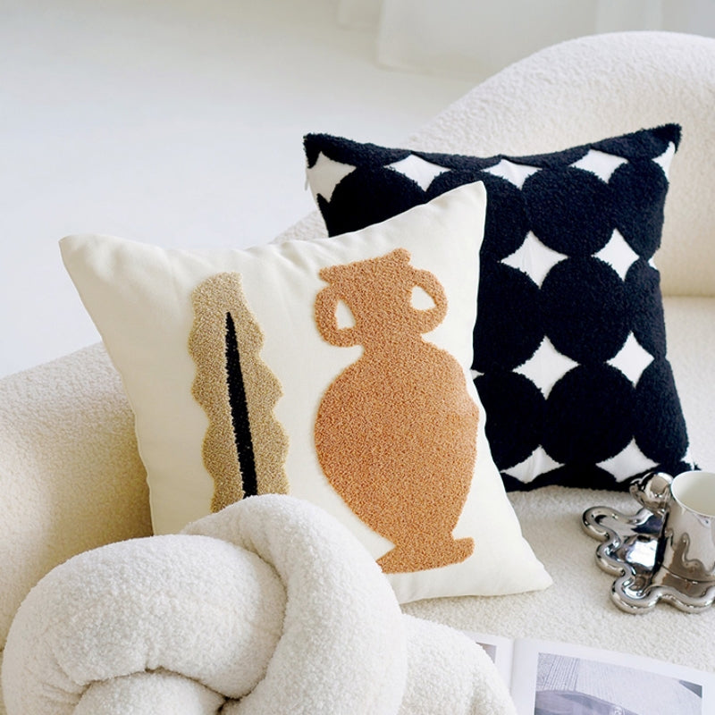 ブラウンクリームアート クッションカバー kocol