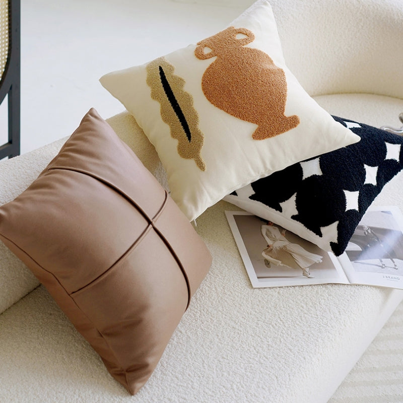 ブラウンクリームアート クッションカバー kocol