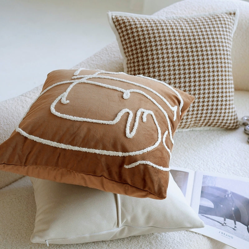 ブラウンクリームアート クッションカバー kocol