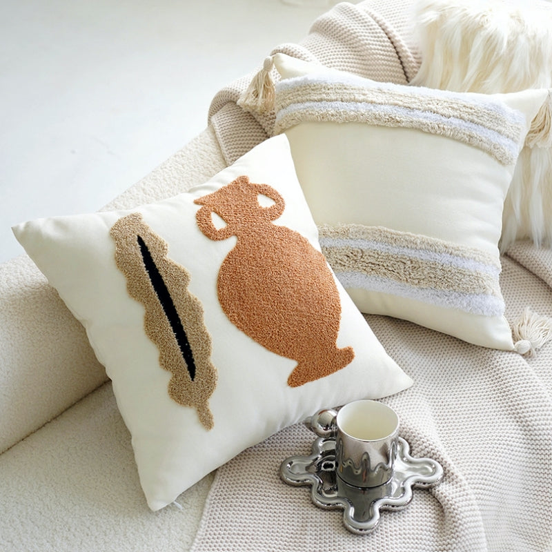 ブラウンレトロクリームライトクッションカバー kocol