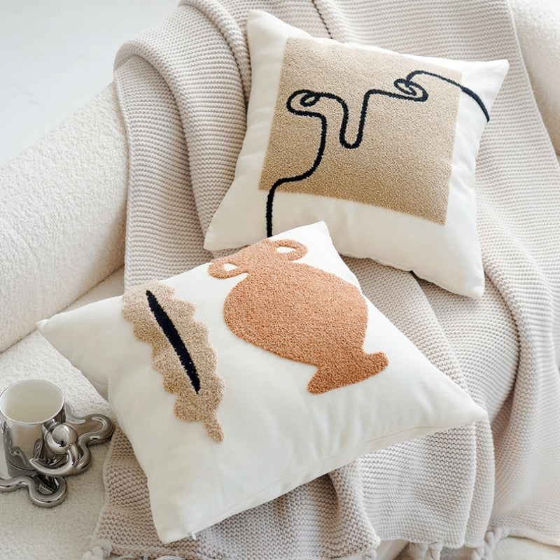 ブラウンレトロクリームライトクッションカバー kocol