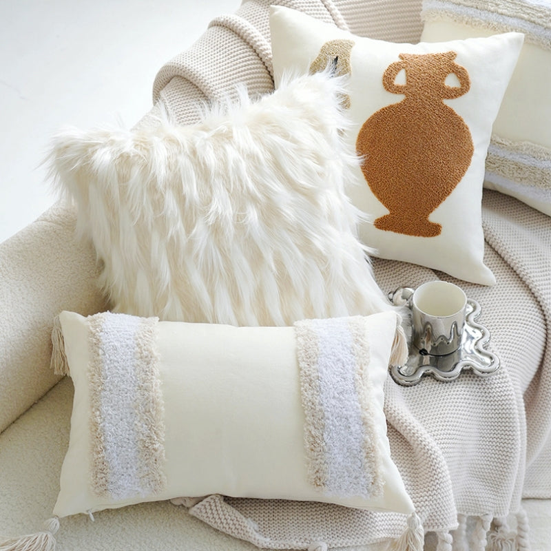 ブラウンレトロクリームライトクッションカバー kocol