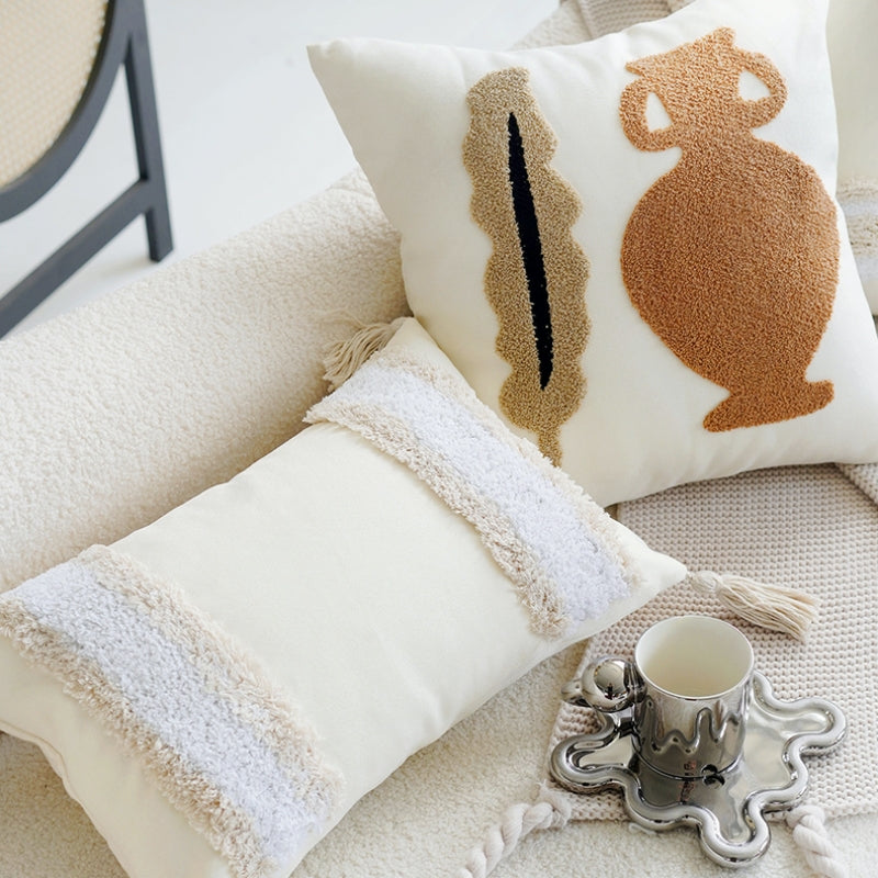 ブラウンレトロクリームライトクッションカバー kocol