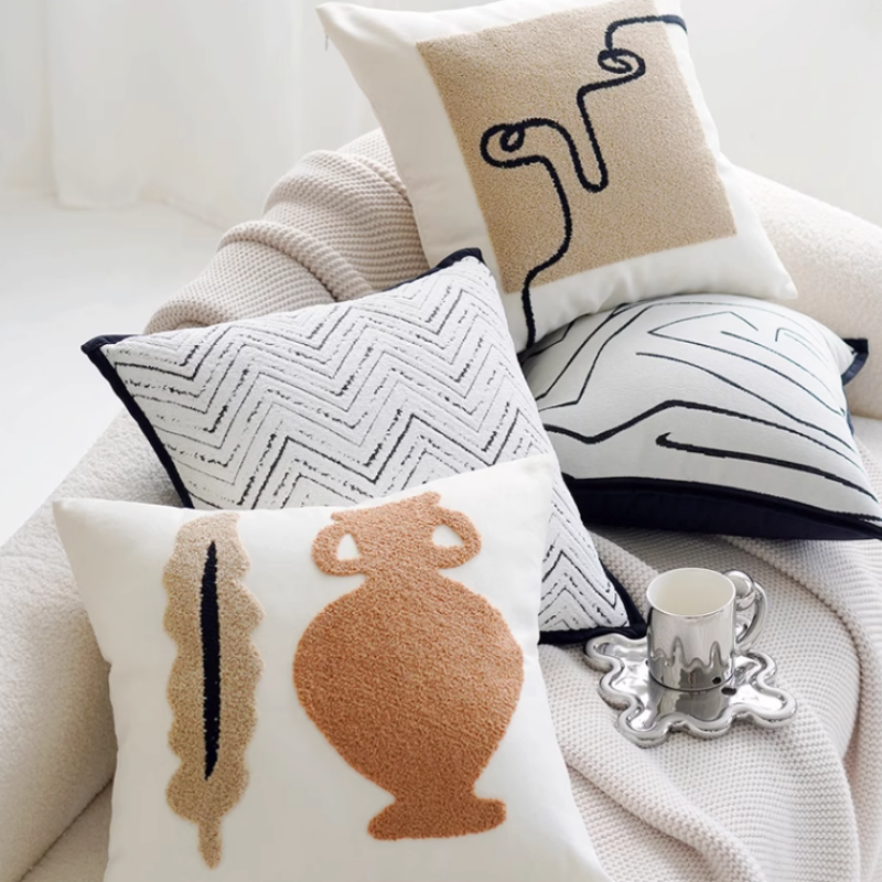 ブラウンレトロクリームライトクッションカバー kocol