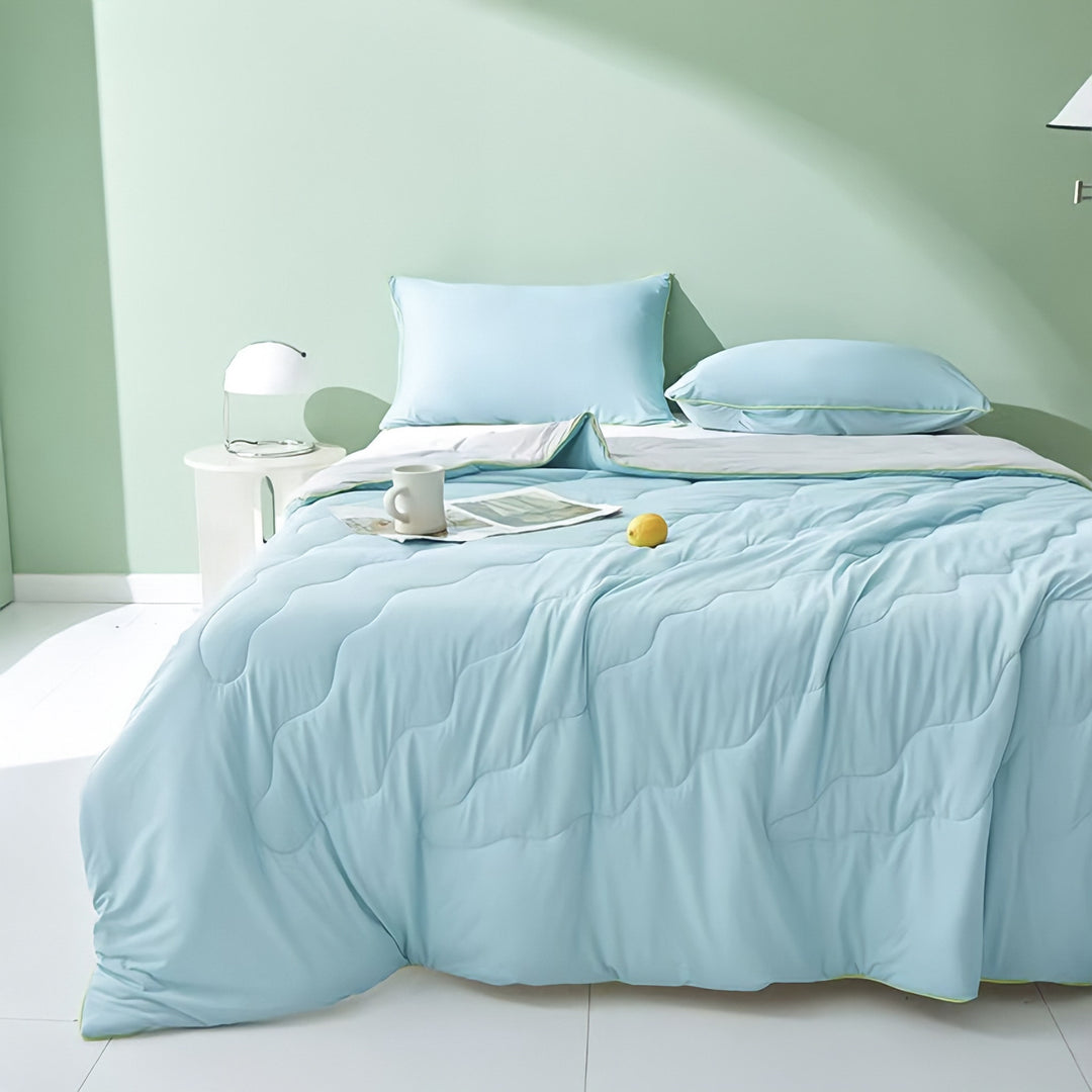 Soft color antibacterial cooling blanket, blue gray