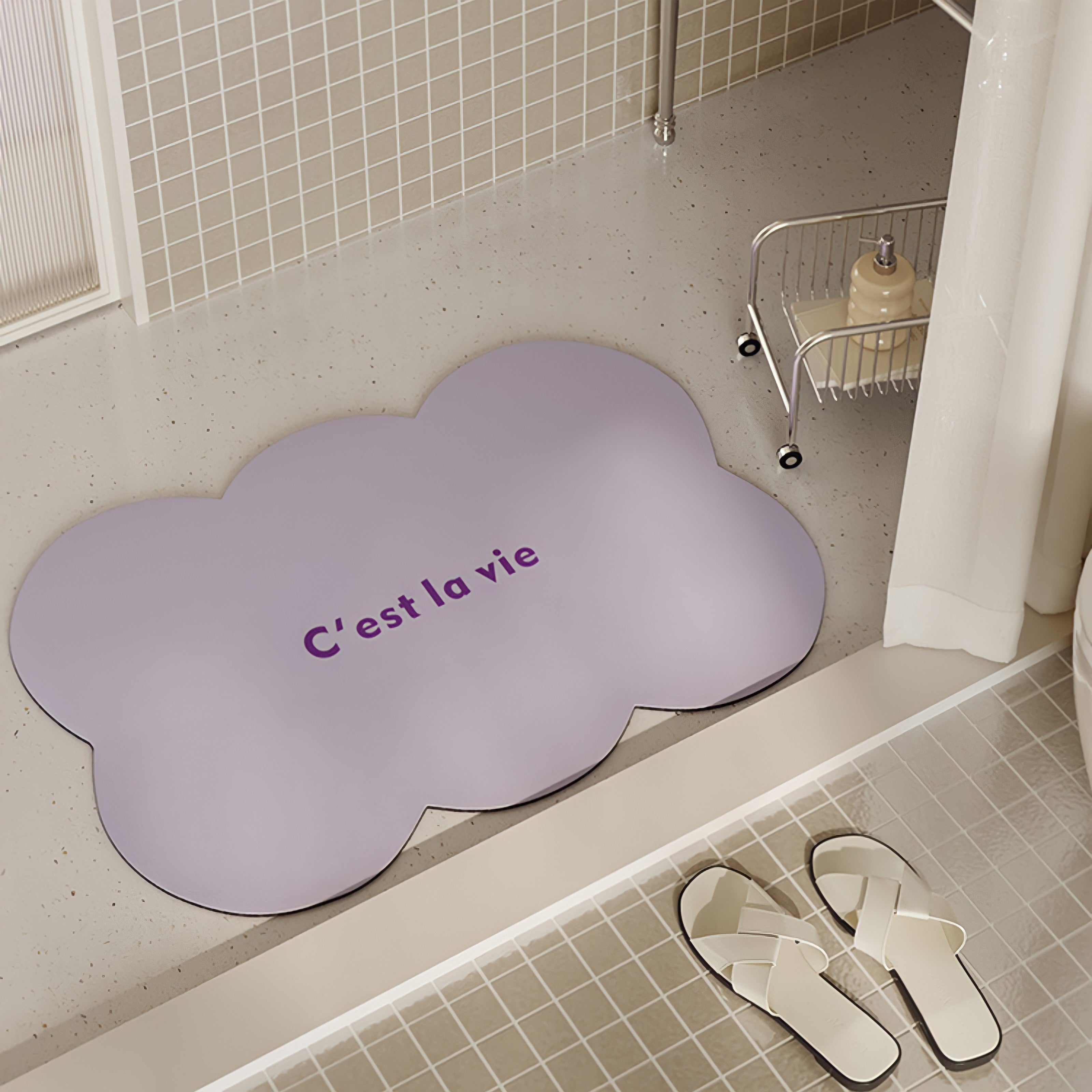 Scallop Macaron Color Bath Mat