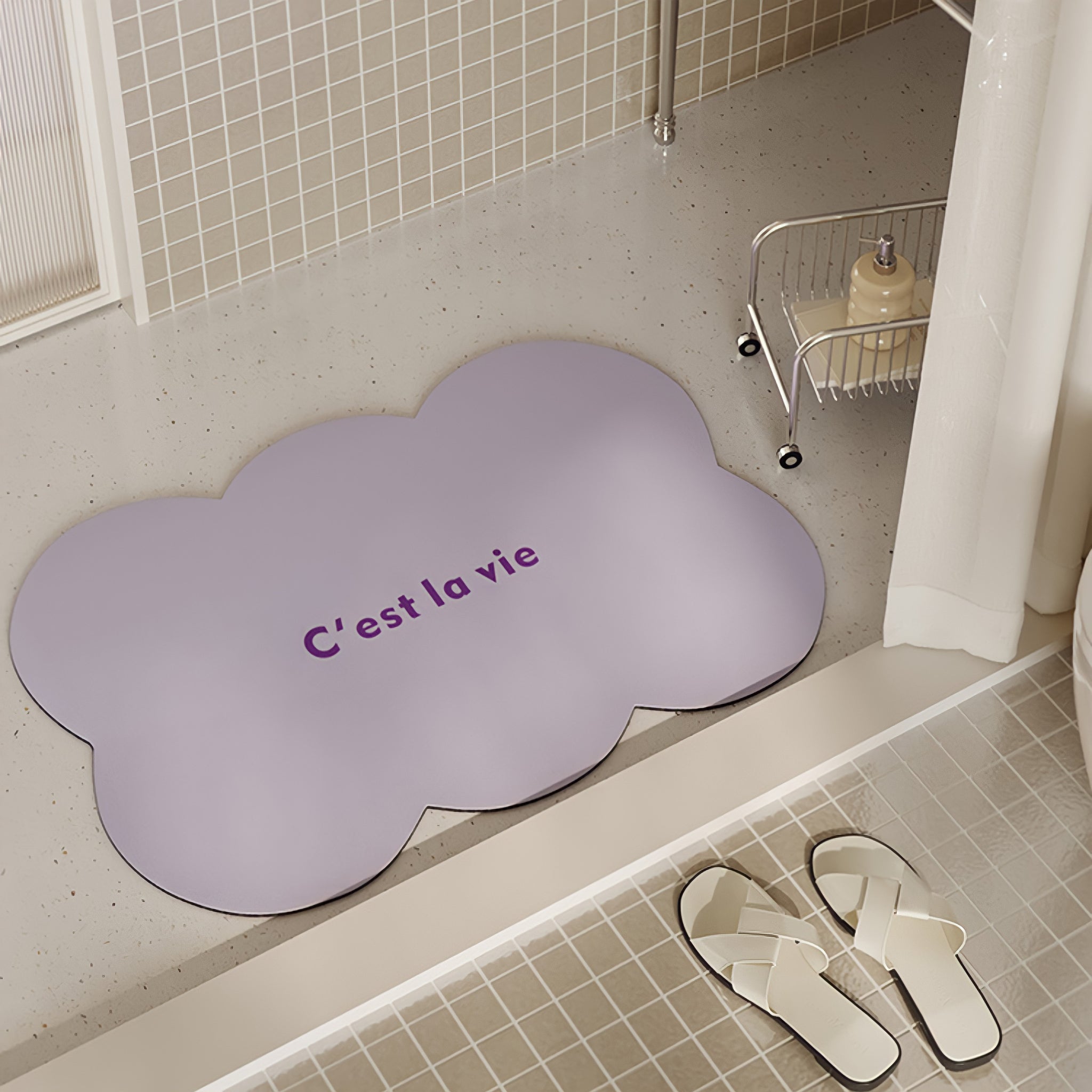Scallop Macaron Color Bath Mat