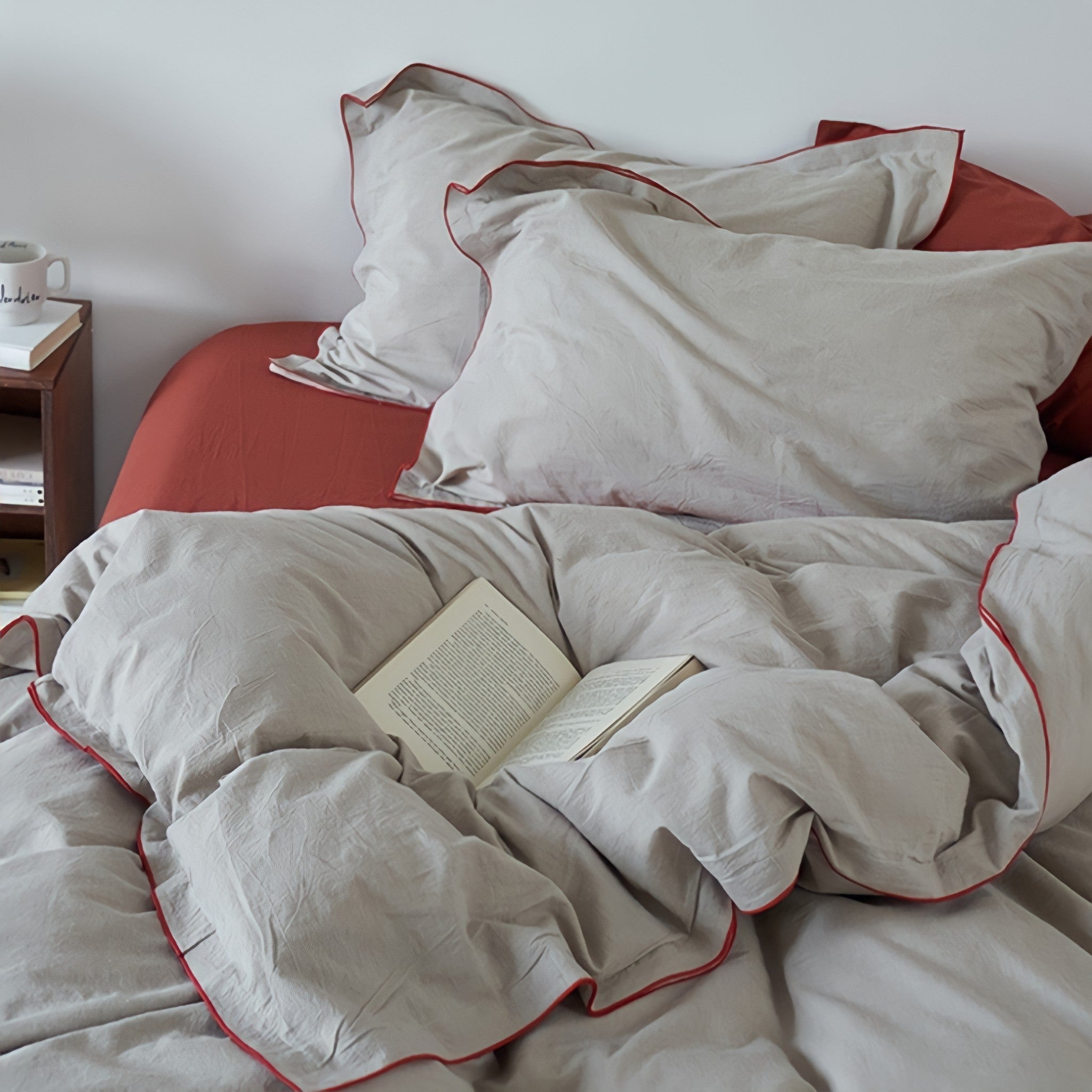 パイピングウォッシュドコットン寝具セット 