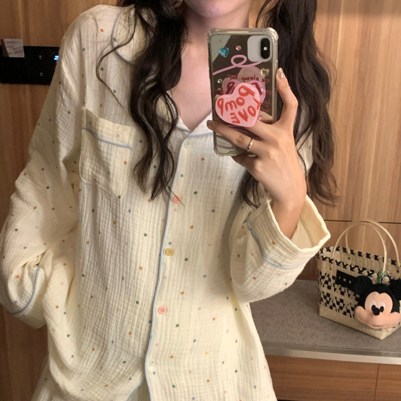 ドットガーゼ長袖パジャマ kocol