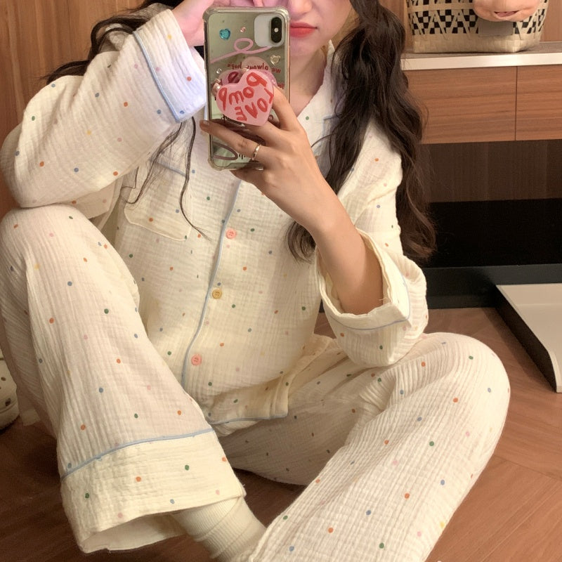 ドットガーゼ長袖パジャマ kocol