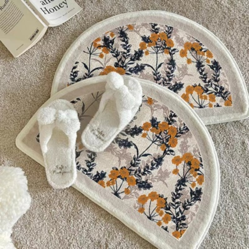 花柄吸水性バスルームラグマット kocol