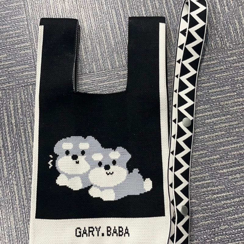 GARY.BABA シュナウザー ニット 刺繍 ショルダーバッグ