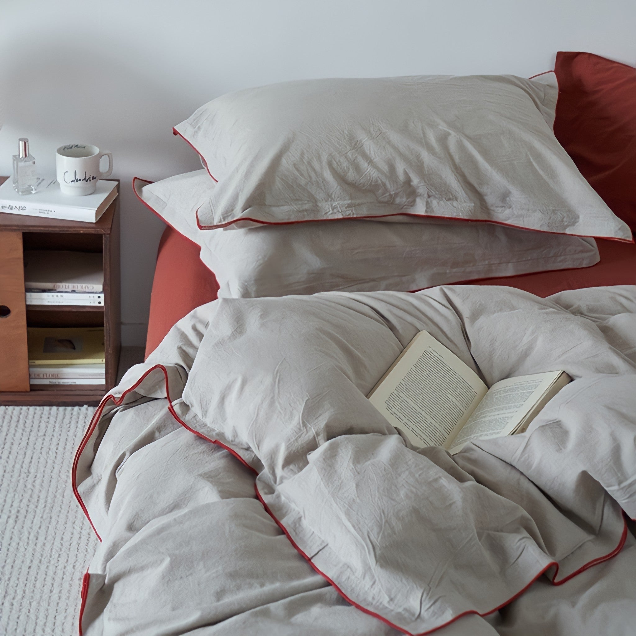 パイピングウォッシュドコットン寝具セット 