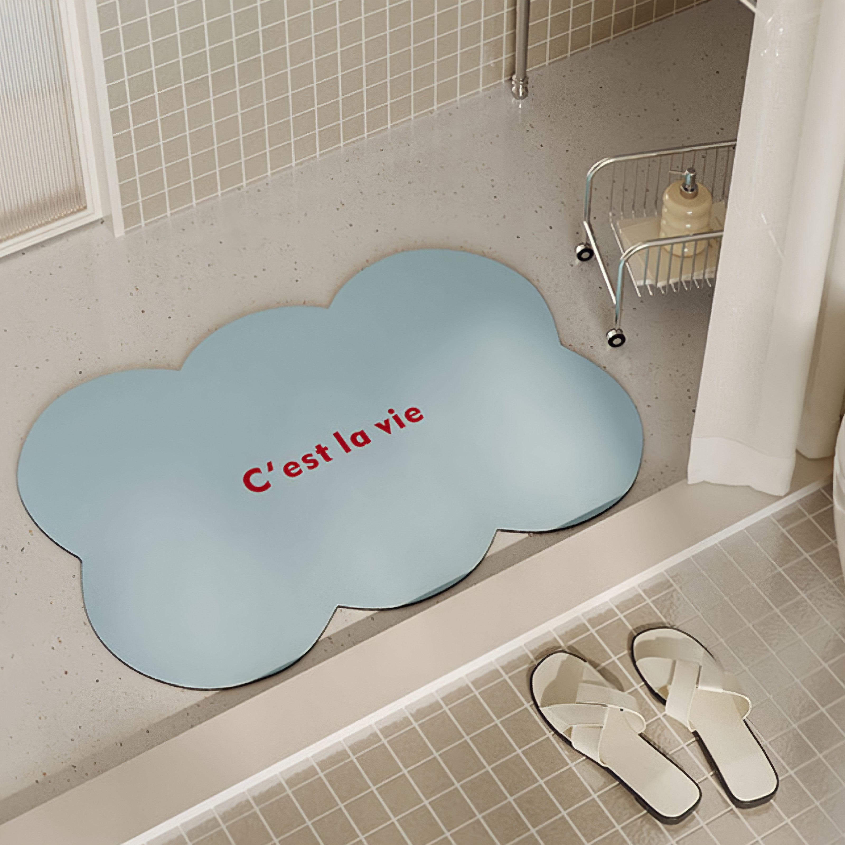 Scallop Macaron Color Bath Mat