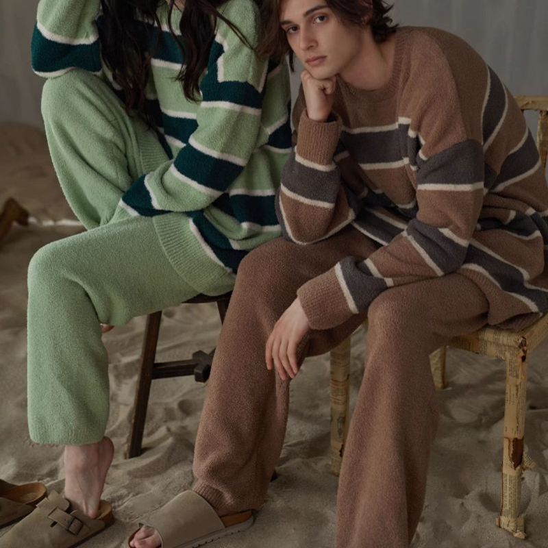 ユニセックス もこもこ ボーダー ルームウェア kocol