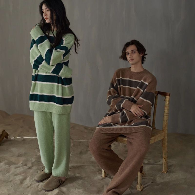 ユニセックス もこもこ ボーダー ルームウェア kocol