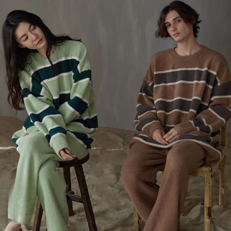 ユニセックス もこもこ ボーダー ルームウェア kocol