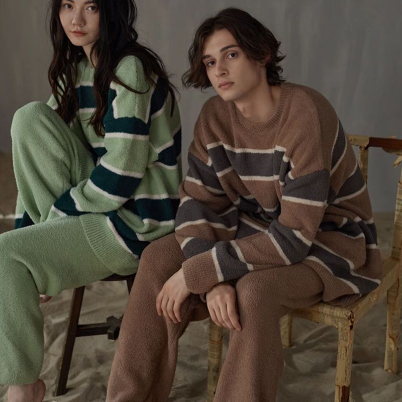 ユニセックス もこもこ ボーダー ルームウェア kocol