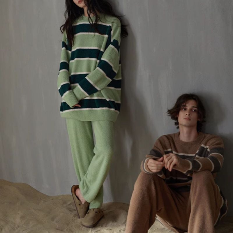 ユニセックス もこもこ ボーダー ルームウェア kocol