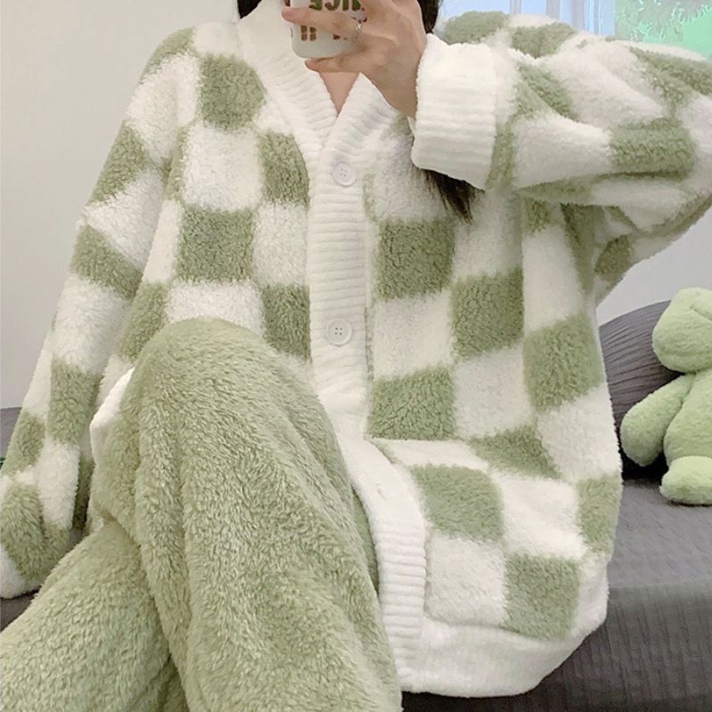 コーラルフリース チェック柄 ルームウェア kocol