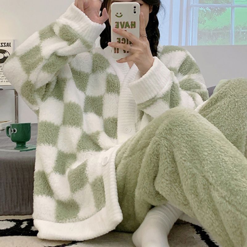 コーラルフリース チェック柄 ルームウェア kocol