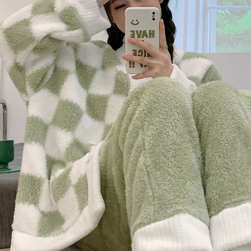 コーラルフリース チェック柄 ルームウェア kocol