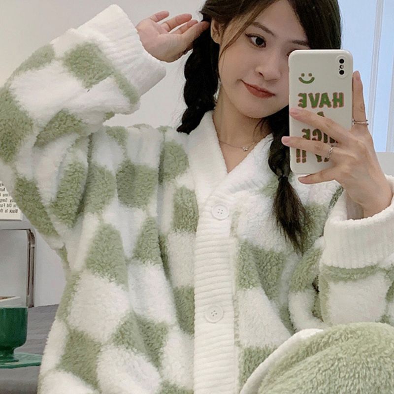 コーラルフリース チェック柄 ルームウェア kocol