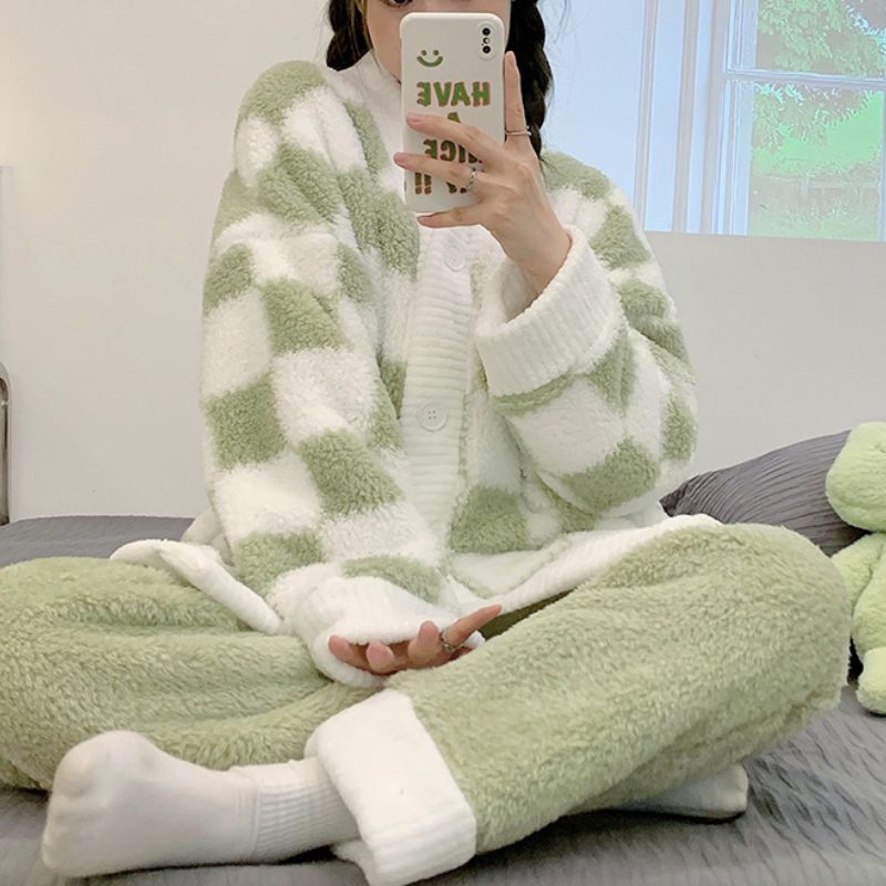 コーラルフリース チェック柄 ルームウェア kocol