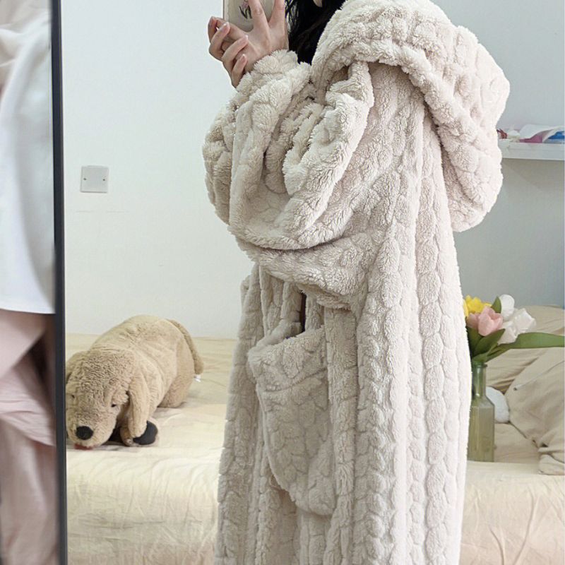 フード付き あったかフリース ローブ 着る毛布 kocol